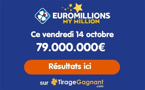 Résultat Euromillions My Million ce vendredi 7 octobre 2022 : 80e.